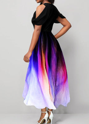 SpringStil® - Artistic midi dress with draped sleeves and cold shoulders