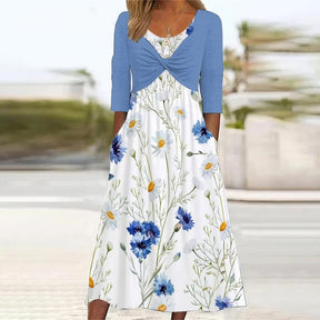 SpringStil® - Youthful blue midi dress with side pockets