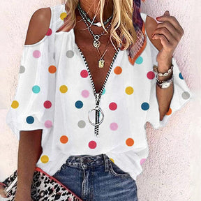 SpringStil® - Chic white top with polka dot