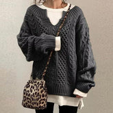 Even&amp;Vil® - Cohasset Slouchy Grey Cable Knit Sweater