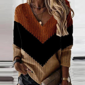 Monci® - Autumn colored chevron knit sweater