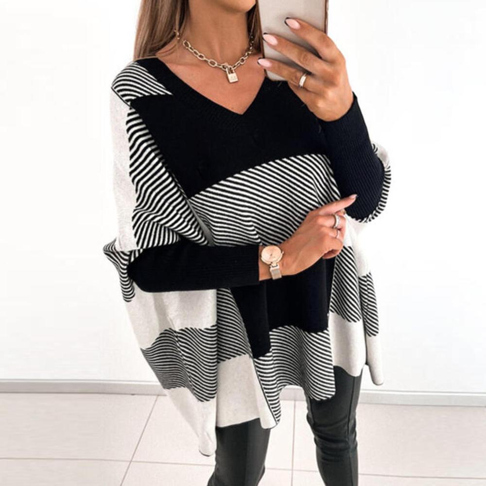 Monci® - V-neck sweater with stripe print