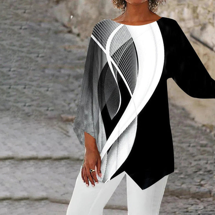 FallStil® - Modern geometric long sleeve tunic top