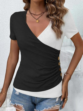 PureWear® - Chic color block top with V-neck