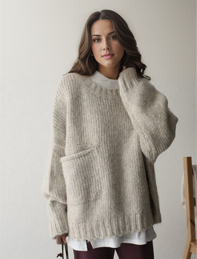 FallStil® - Oversize sweater with ivory pocket front