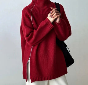 FallStil® - Red solid color high neck sweater