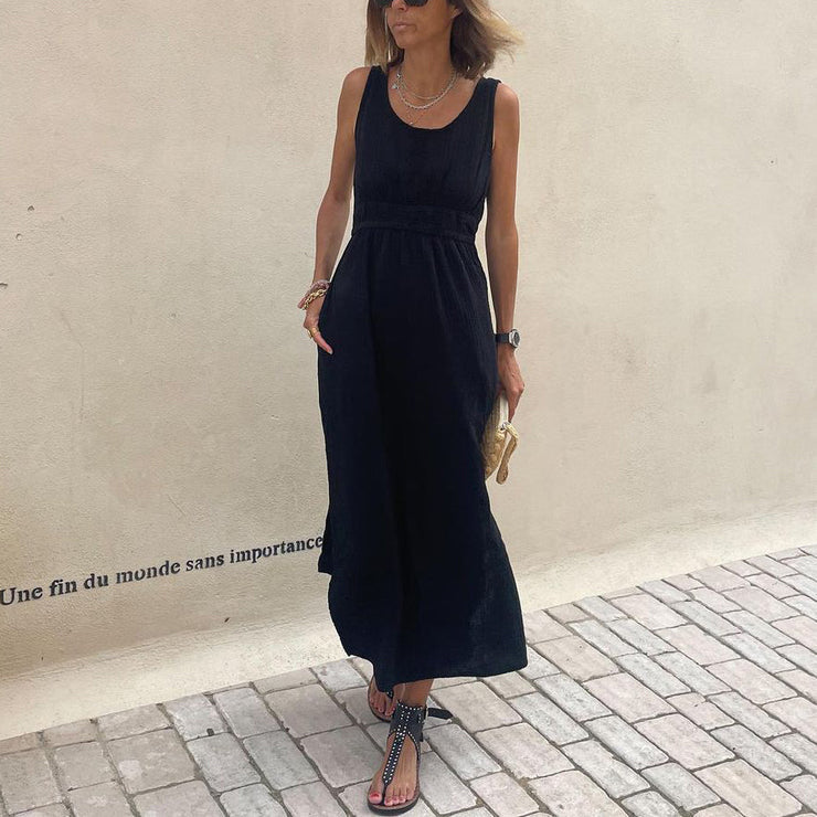 PureWear® - Cool sleeveless black maxi dress