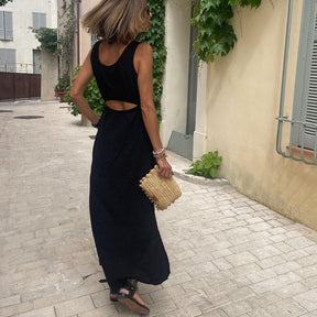 PureWear® - Cool sleeveless black maxi dress