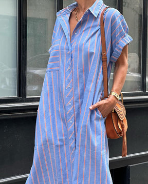 PureWear® - Fresh short sleeve striped midi dress