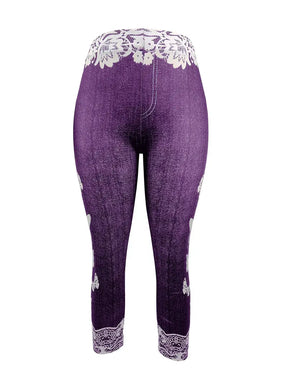 BioBlüte® - Purple Butterfly Lace Summer Capri Jeans