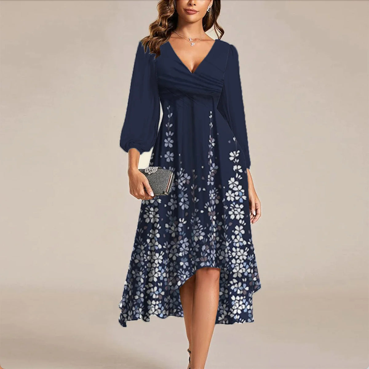 Navy flower midi dress 