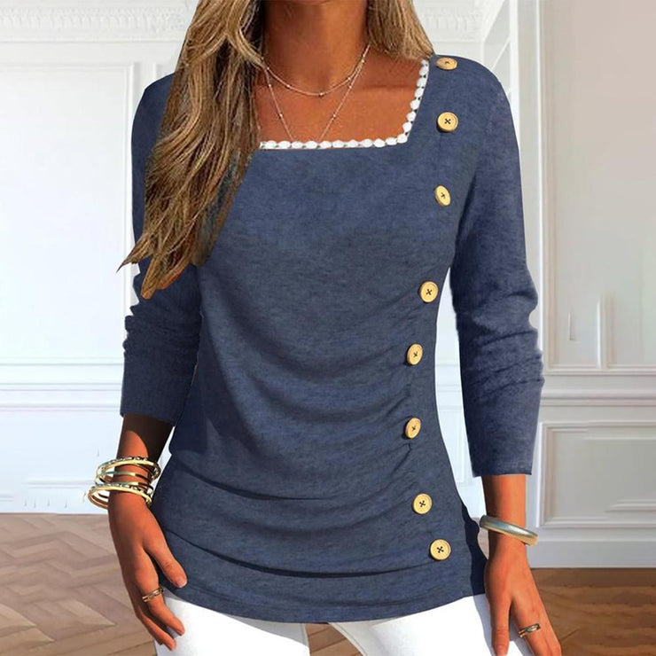 SpringStil® - Comfortable long-sleeved top with square neckline