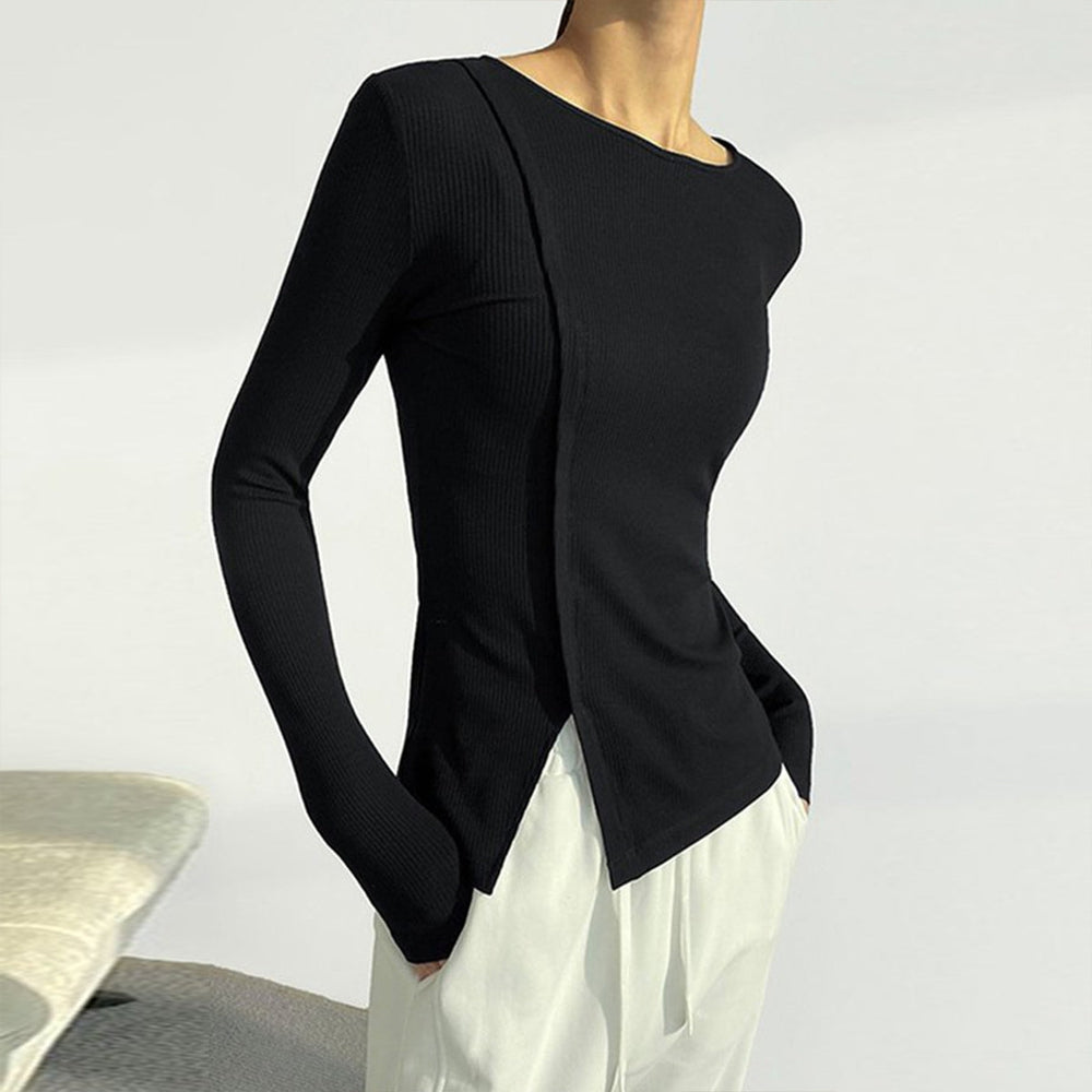 Carl&amp;Coni® - Plain black sweater with round neck