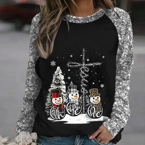 FallStil® - Three Snowmen Christmas Tree Long Sleeve Shirt