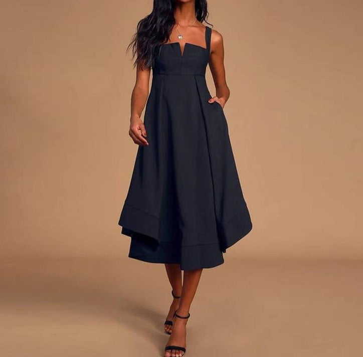 SpringStil® - Chic midi dress with empire waist and straps