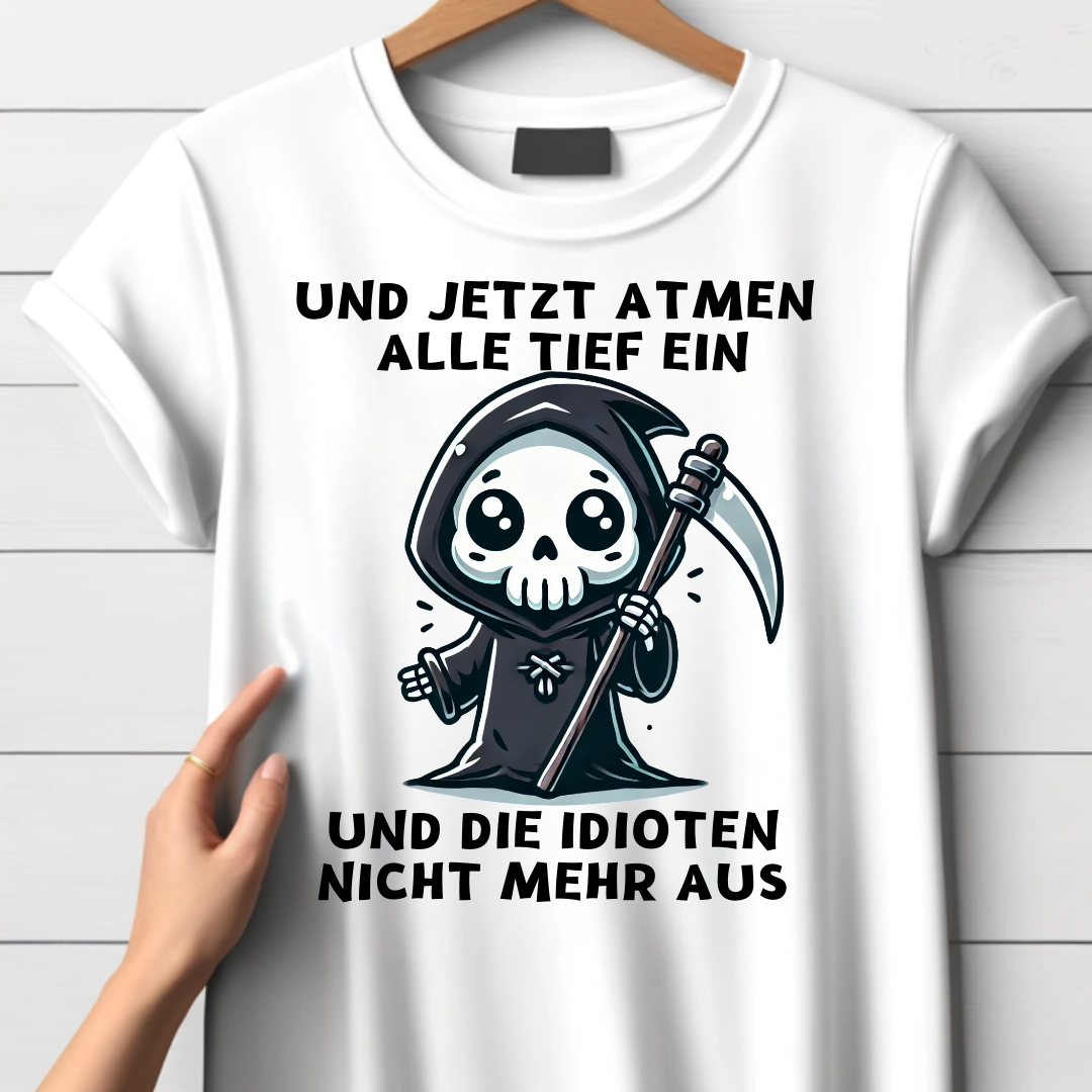 Sensenmann Shirt | Humorvolles Statement | Lustiges Winterdesign | Damen T-Shirt für kalte Tage