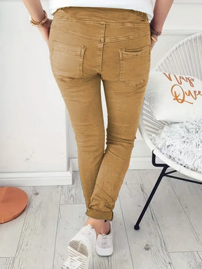 BioBlüte® - Casual sand-colored drawstring jogging chic pants