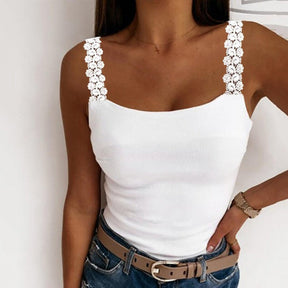 PureWear® - Attractive white plain sleeveless cami top