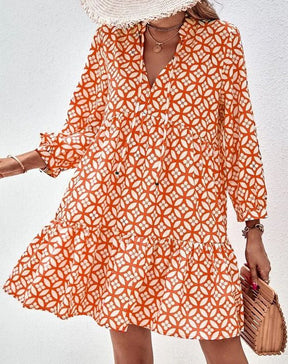 Naturlux® - Unique mini dress with 3/4 sleeves in orange