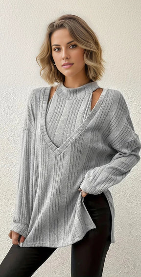 Reunification® - Cut out split v-neck sweater