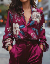 Satin Flower Elegance Blouse