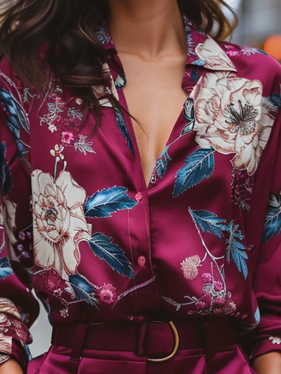 Satin Flower Elegance Blouse