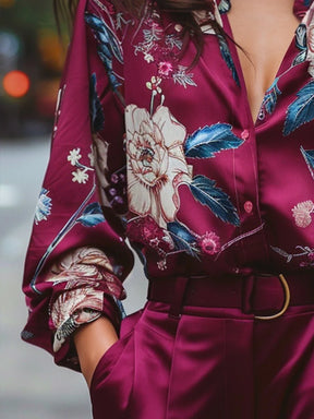 Satin Flower Elegance Blouse