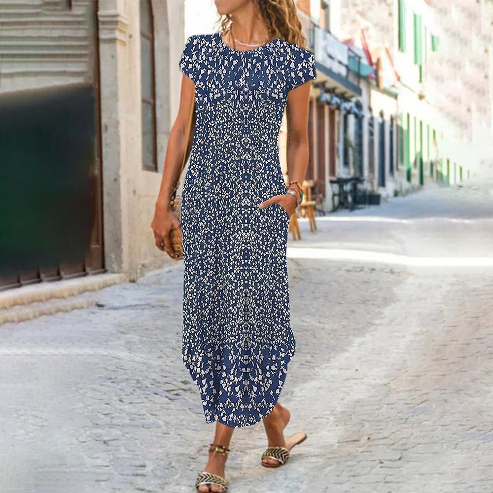 NavyBlossom Maxi Dress