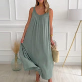 BlütenBliss® - Green plain maxi dress in baggy shape