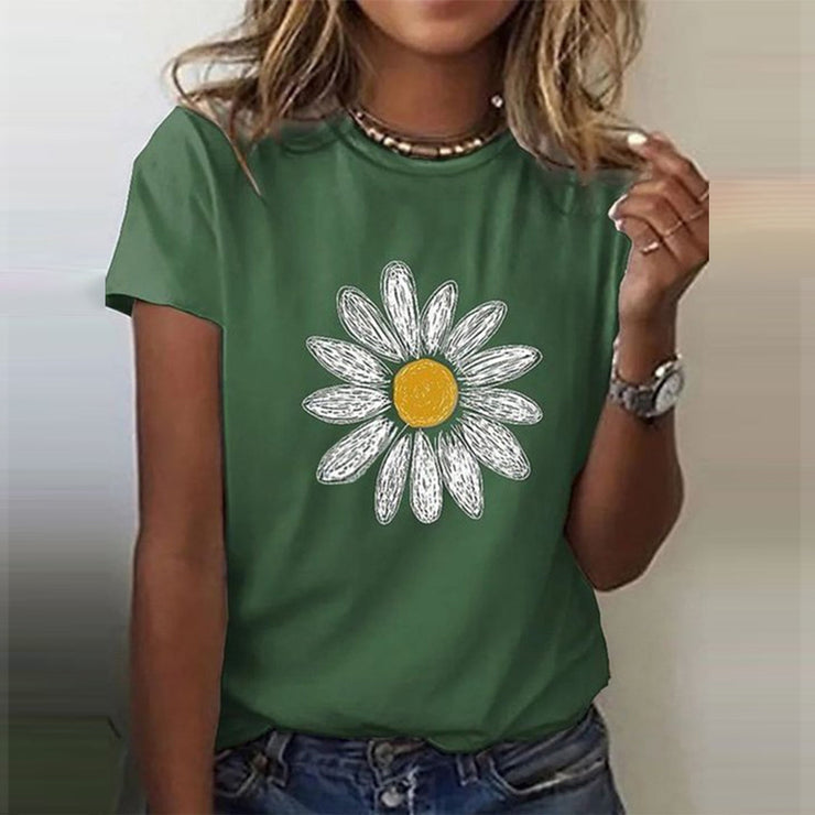 PureWear® - Green top with floral pattern and round neck