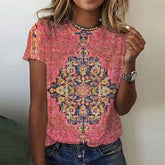 SpringStil® - Pink Print Round Neck Top