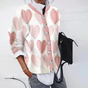 Reverie® - Pink Printed Long Sleeve Sweater