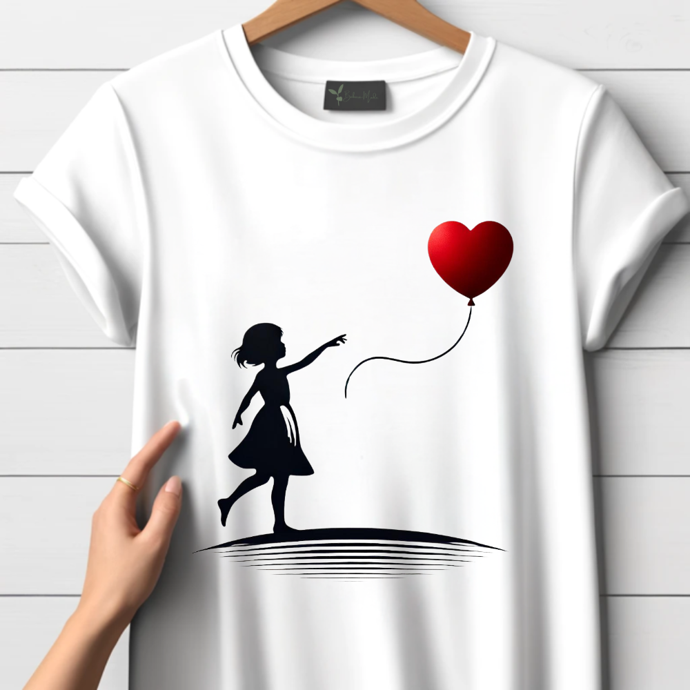 Girl with heart balloon T-shirt