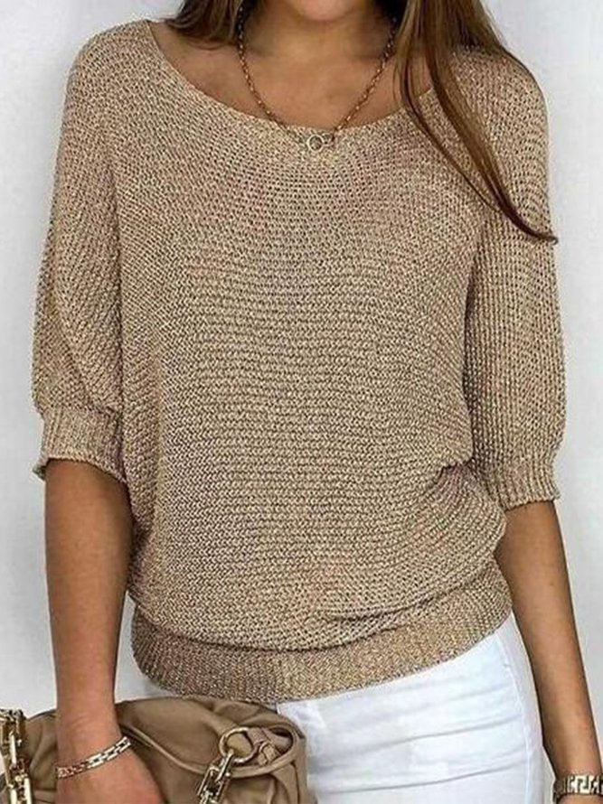 FallStil® - Klassischer brauner Strickpullover mit langen Ärmeln