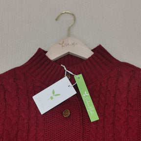 HerbstTrend® - Eye-catching red plain sweater with long sleeves