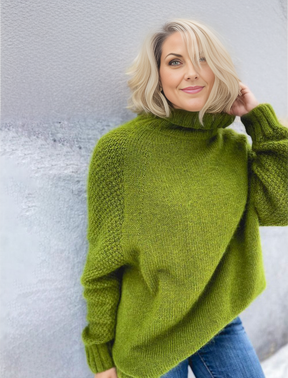 HerbstTrend® - Grass green oversized knitted turtleneck sweater