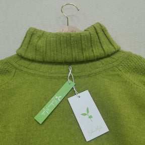 HerbstTrend® - Grass green oversized knitted turtleneck sweater