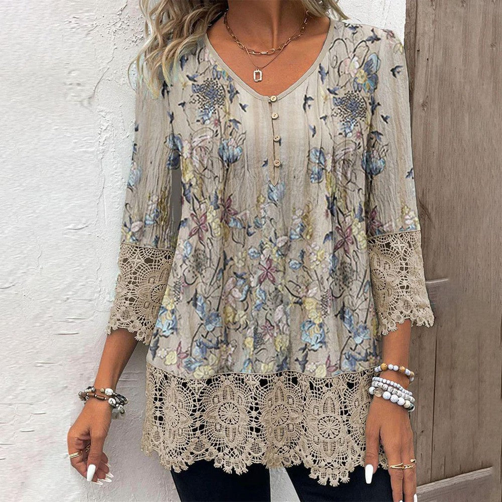 Apricot print wonder long sleeve top