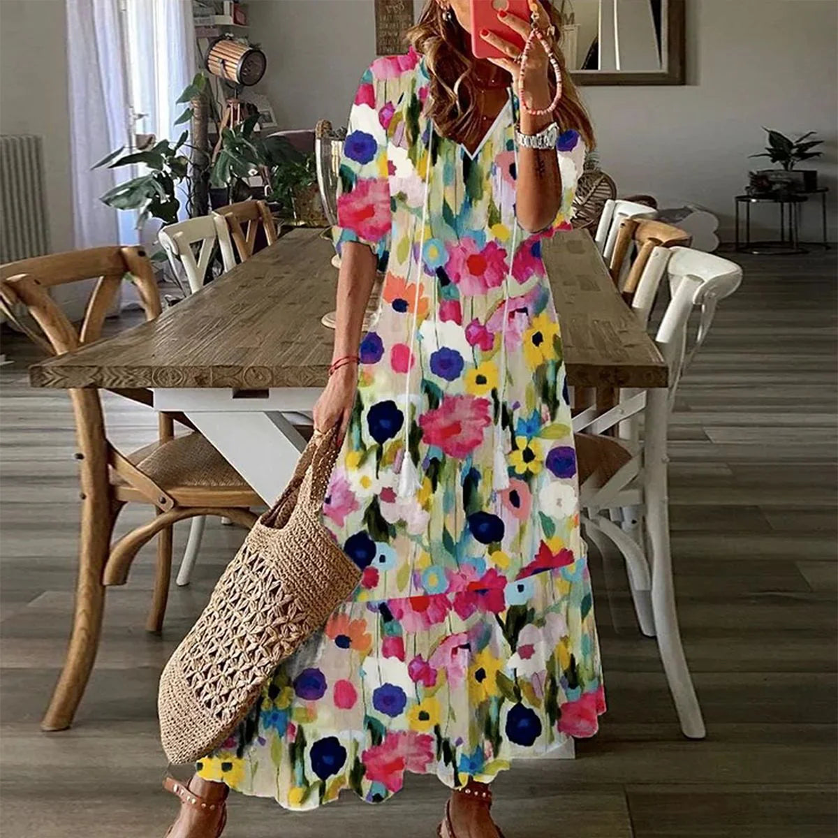 FloralElegance Maxi Dress