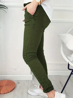 BioBlüte® - Olive-Leisure lace-up Relax-Fit trousers