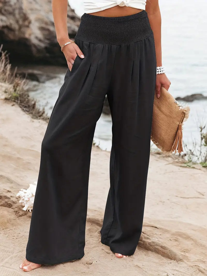 BioBlüte® - Black Elegant Casual Beach Palazzo Pants