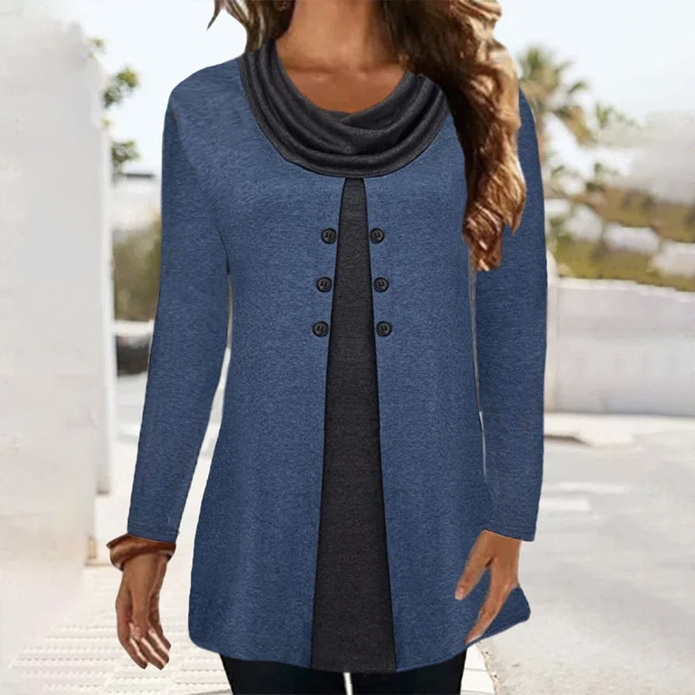 Even&amp;Vil® - Blue long-sleeved round neck top