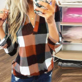 Even&amp;Vil® - Eye-catching checked long-sleeved top