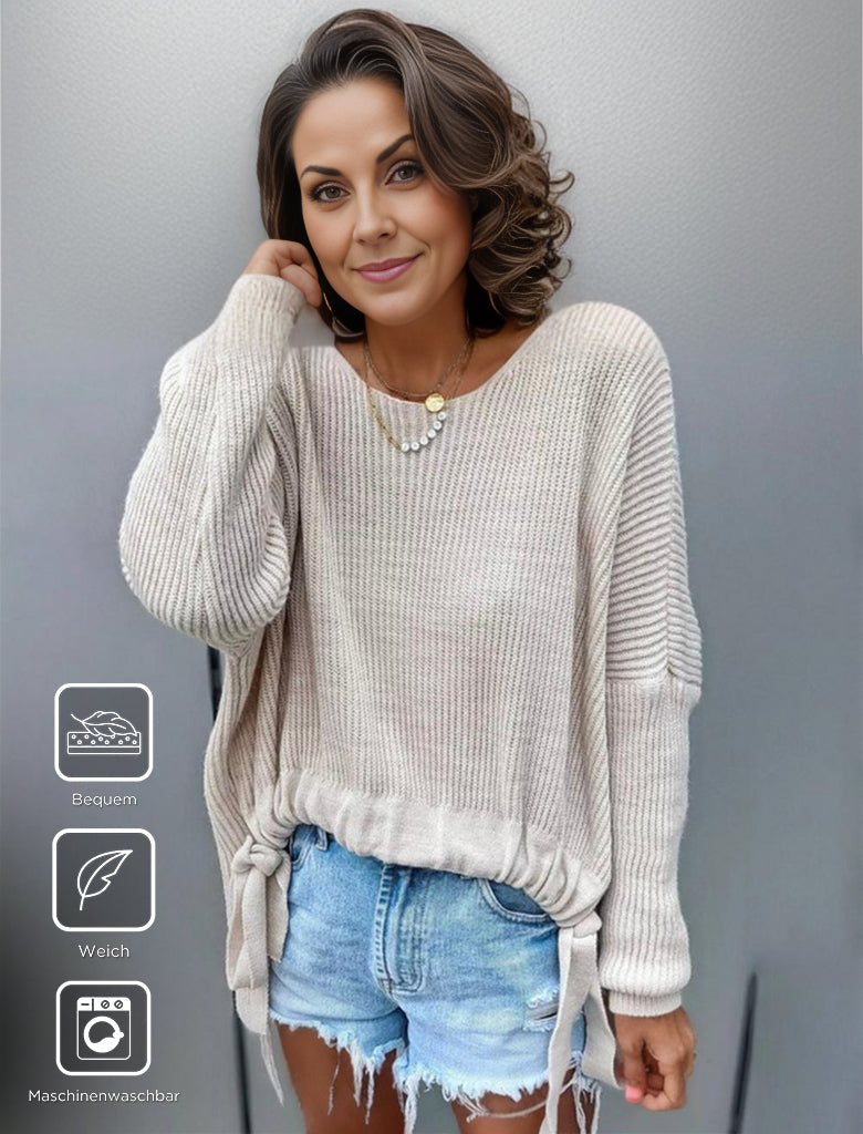 HerbstTrend® - Grey plain sweater with round neck