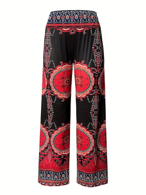 BioBlüte® - FestivalRed EthnoPrint Leisure Elegance Trousers