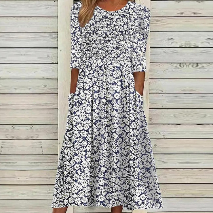 Naturlux® - Stylish midi dress with 3/4 sleeves and print