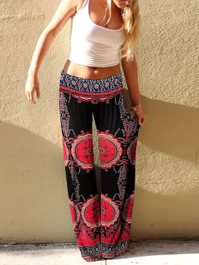 BioBlüte® - FestivalRed EthnoPrint Leisure Elegance Trousers