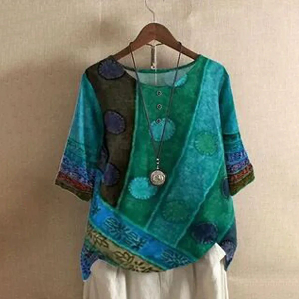 Green patchwork shirt