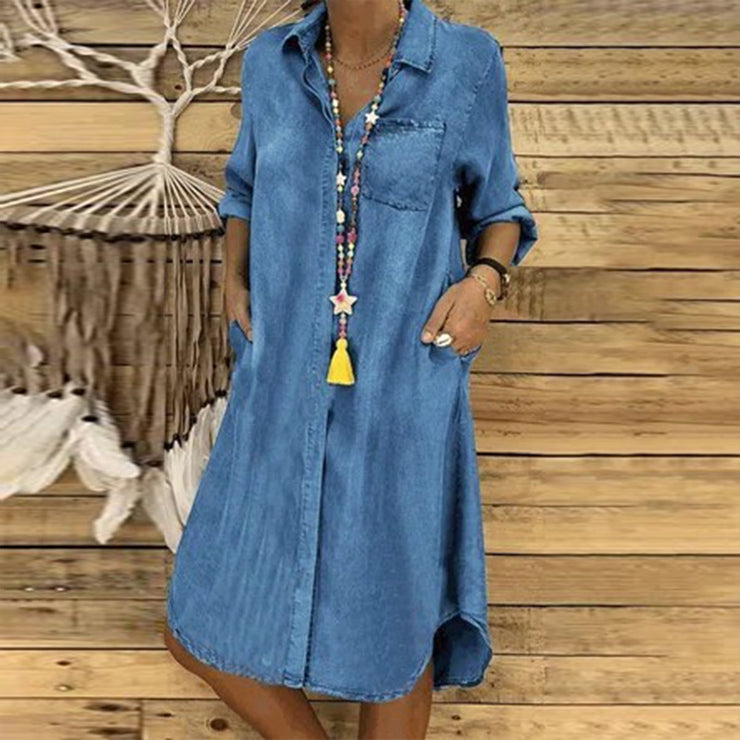 PureWear® - Oversized button-down midi dress in chambray denim