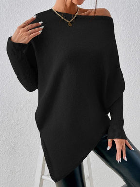 Naturlux® - Simple black long-sleeved sweater with round neck